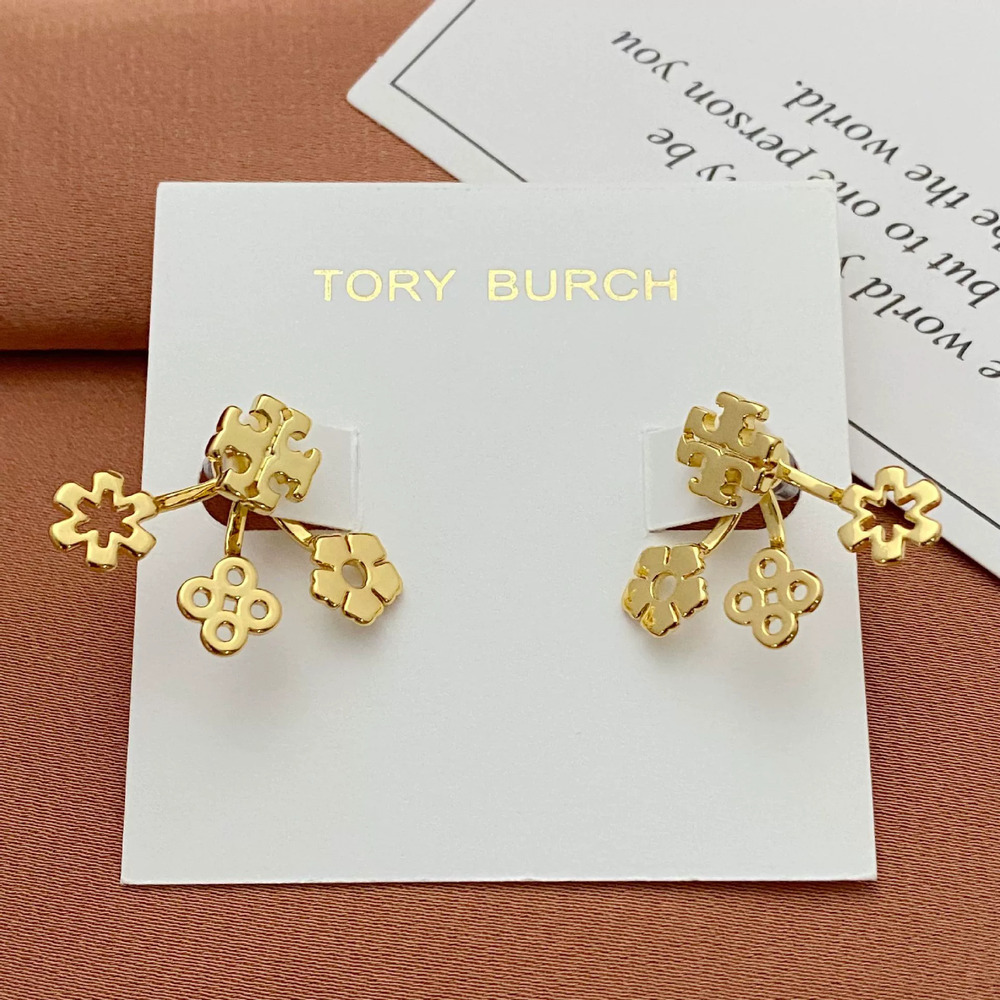 Tory Burch Four Leaf Clover Flower 2-Way Earrings